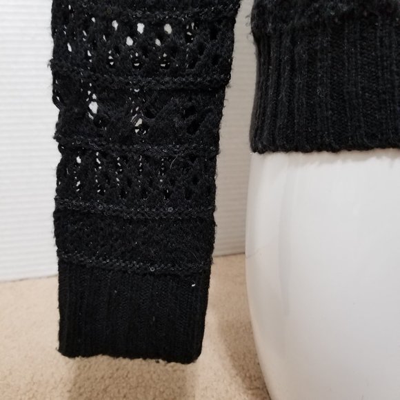 Delia's sweater Medium sequin embellished pullover open knit crochet acrylic - Picture 6 of 11